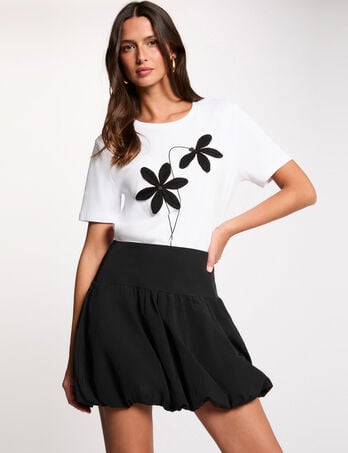 Jupe boule taille basse noir femme