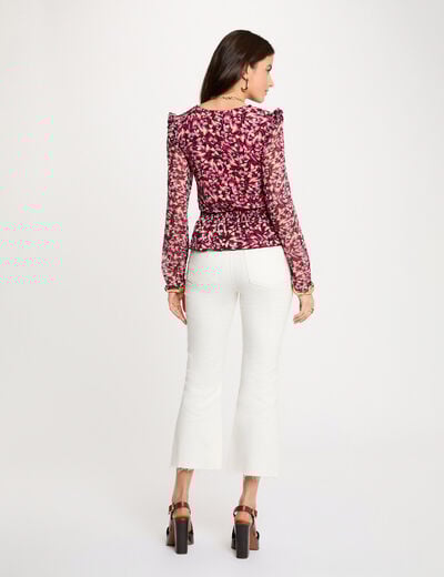 T-shirt ajust&eacute; col montant multicolore femme