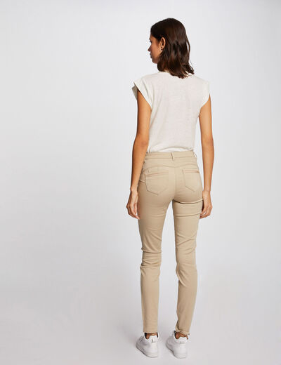 Pantalon slim taille standard sable femme