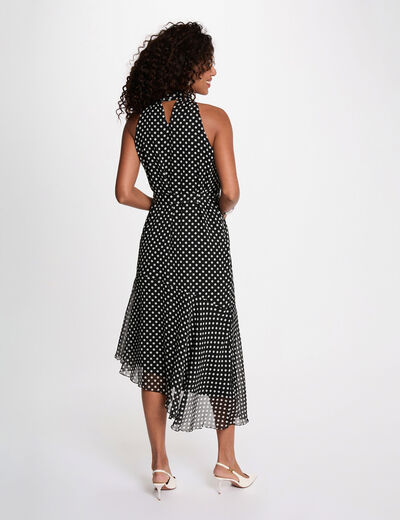 Robe fluide col montant noir femme