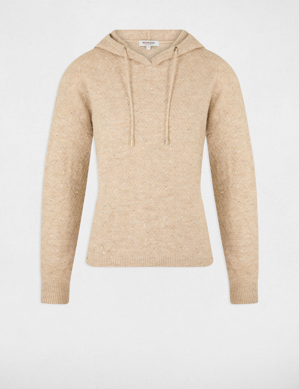 Trui met capuchon beige vrouw