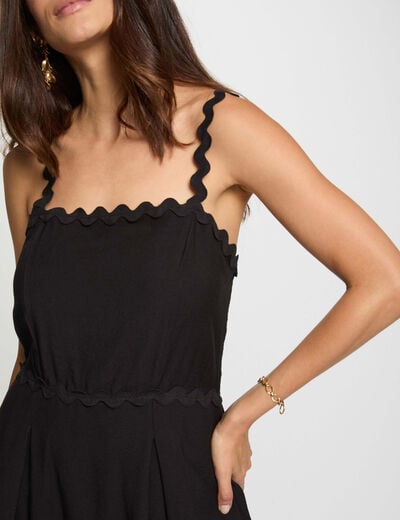 Robe ajustée bretelles fantaisie noir femme