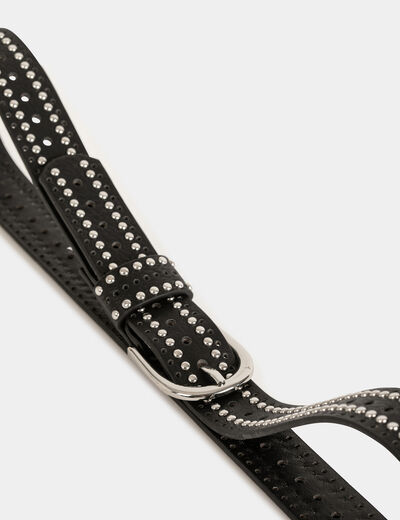 Ceinture avec clous et perforations noir femme