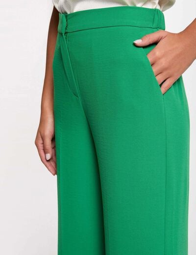 Pantalon large fluide vert prairie femme