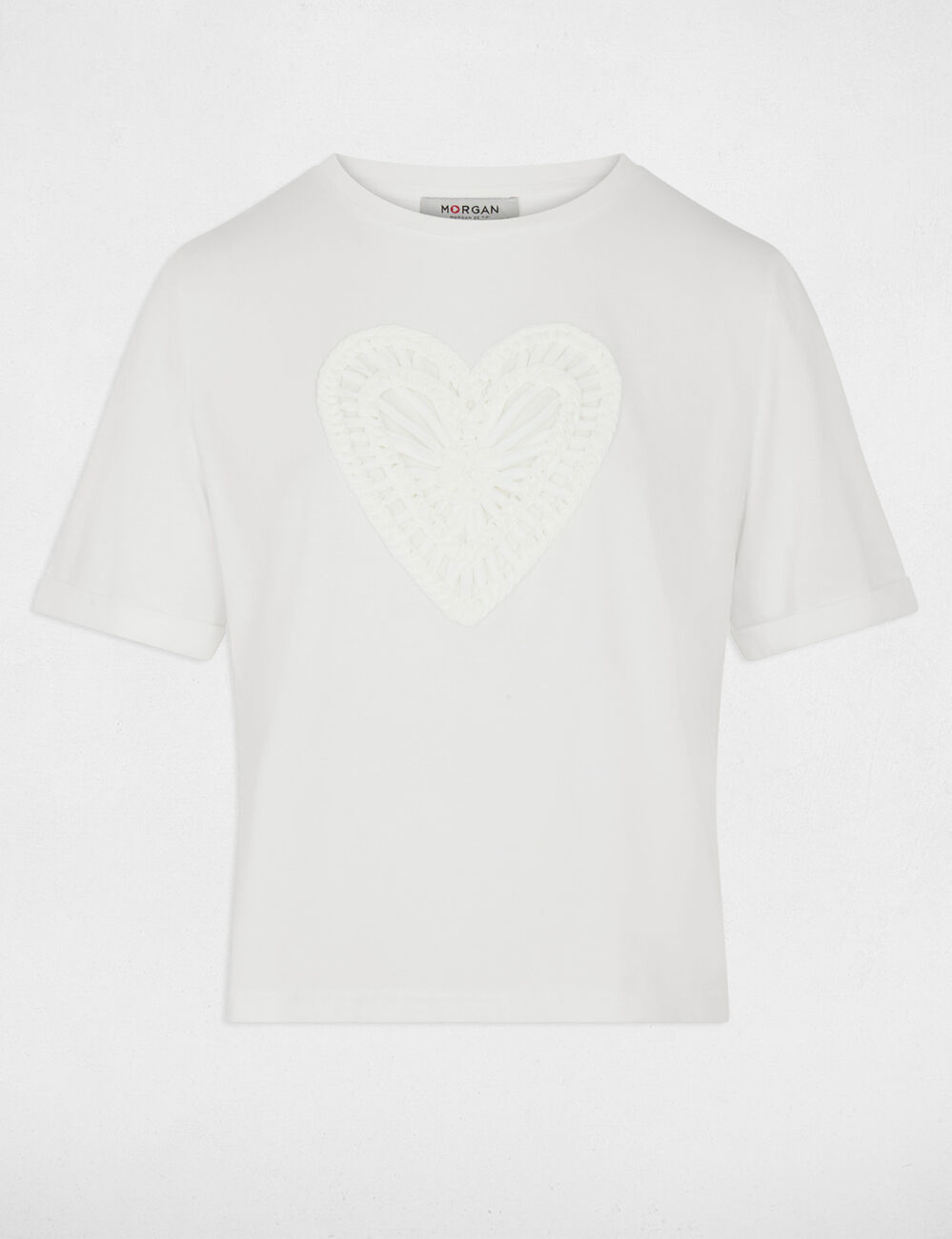 T-shirt droit manches courtes blanc femme