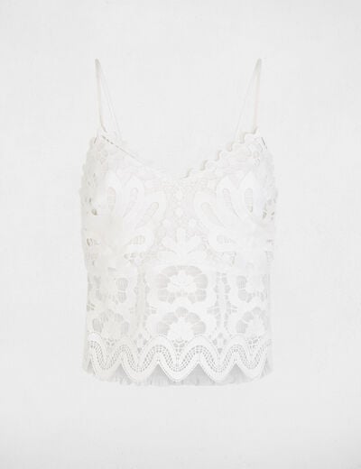 Crop top met fijne bandjes helder wit vrouw