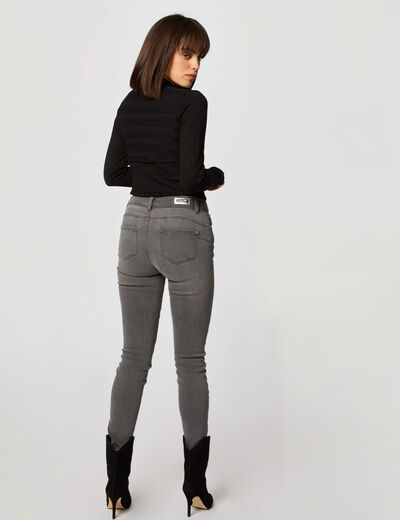 Pull manches longues col montant zipp&eacute; noir femme