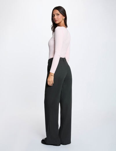 Pull col v fantaisie rose clair femme