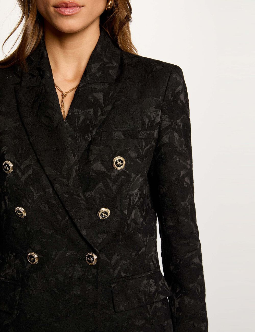 veste jacquard ajustee noir femme Veste jacquard ajustée noir femme