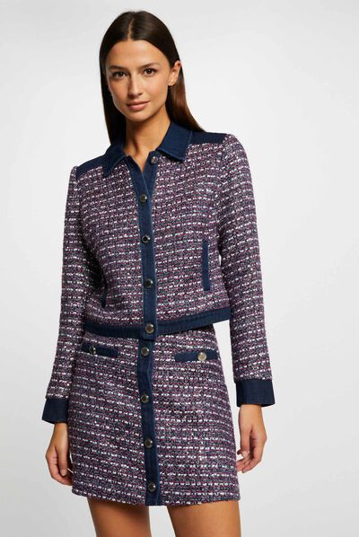 Recht jack met denim details meerkleurig vrouw