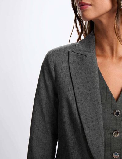 Blazer ajusté rayé gris moyen femme