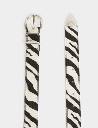 Ceinture imprimé zèbre ivoire femme