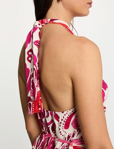 Robe ajustée col montant multicolore femme