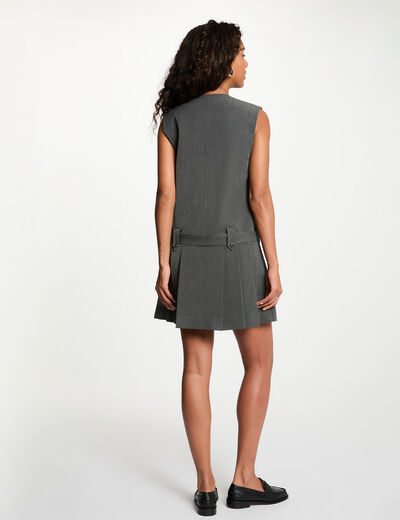 Robe ceintur&eacute;e col v gris moyen femme