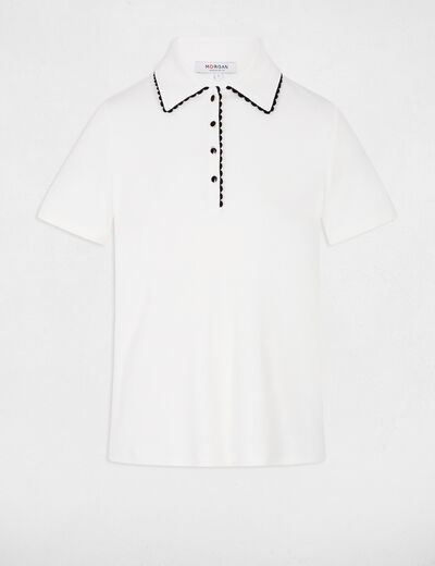 Top cintré col à revers blanc femme