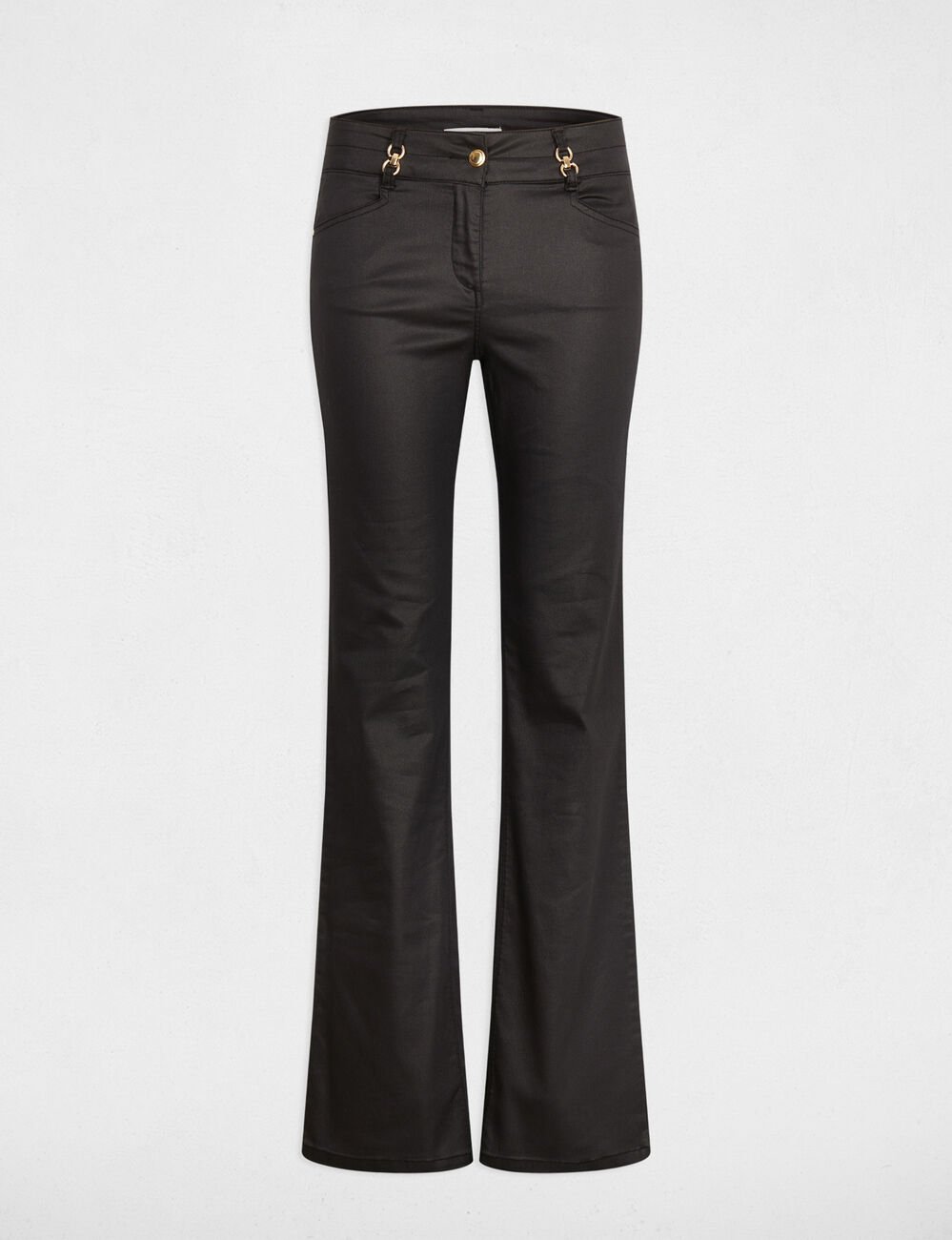 Pantalon bootcut enduit noir femme