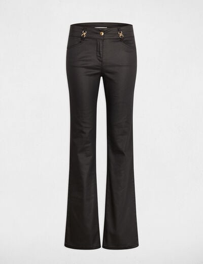 Pantalon bootcut enduit noir femme