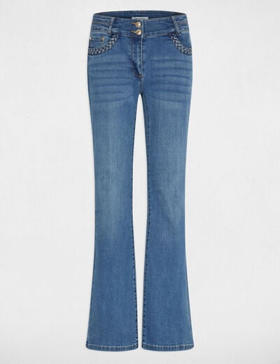 Jean bootcut tress&eacute; denim stone femme