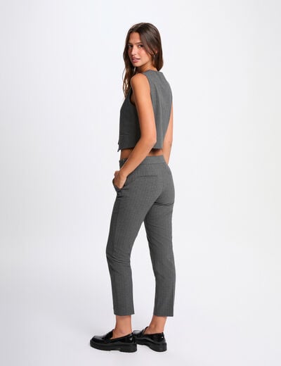 Pantalon slim cigarette gris moyen femme