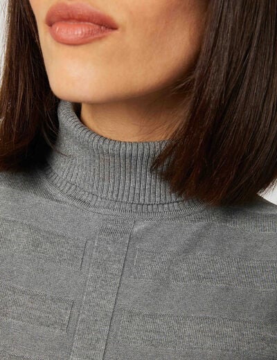 Pull col roulé ajusté gris anthracite femme