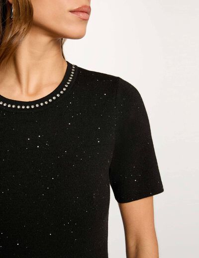 korte jurk met strass zwart vrouw Korte jurk met strass zwart vrouw