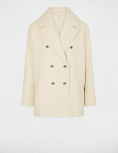 Manteau droit boutonné ivoire femme
