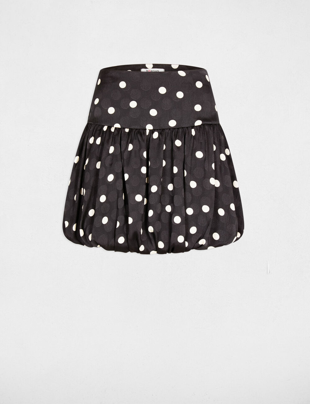 Jupe boule imprim&eacute;e noir femme