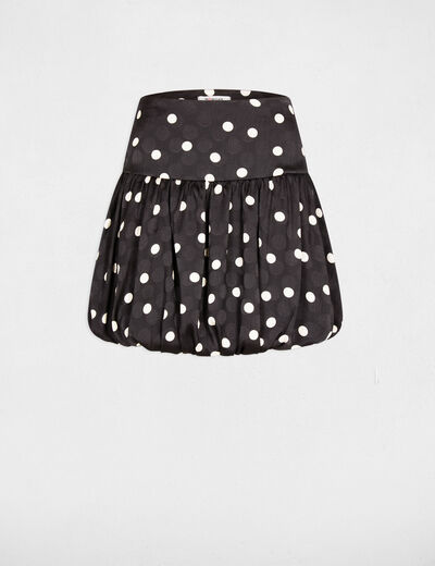 Jupe boule imprim&eacute;e noir femme