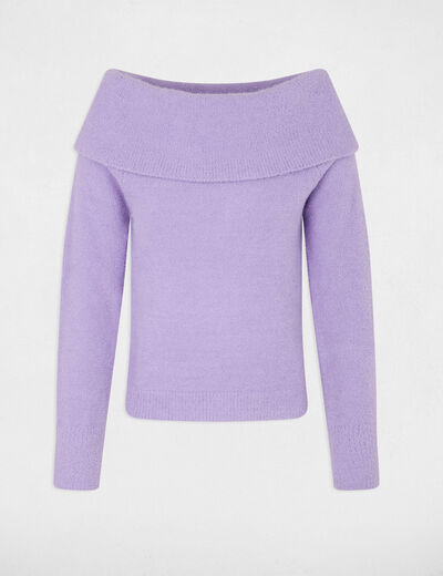 Pull col bardot parme femme