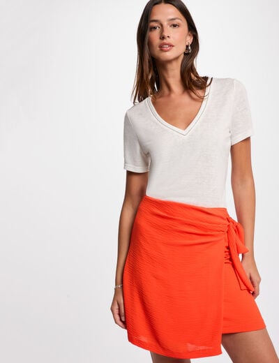 Jupe portefeuille drapée orange foncé femme