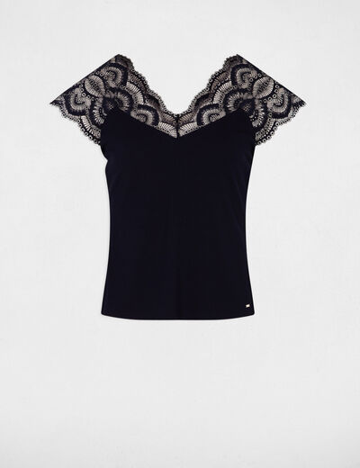 T-shirt met korte mouwen marineblauw vrouw
