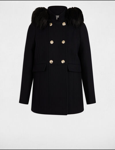 Manteau double boutonnage marine femme