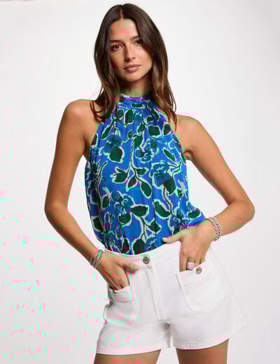 Mouwloze blouse meerkleurig vrouw