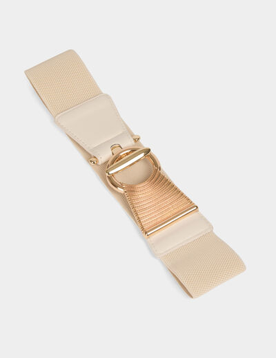 Ceinture élastiquée à boucle ivoire femme