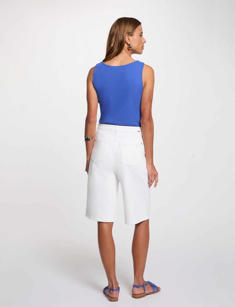 D&eacute;bardeur cintr&eacute; col v bleu femme