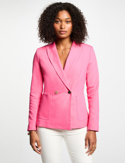 Blazer cintré boutonné rose femme