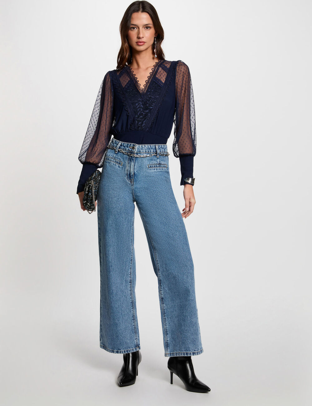 T-shirt manches longues bleu marine femme