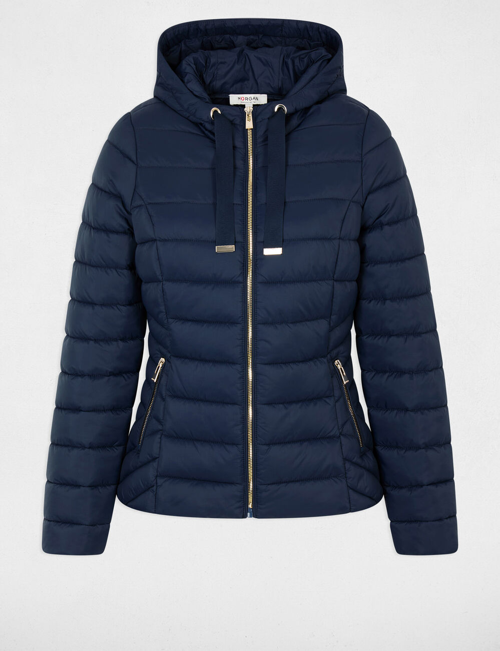 Doudoune &agrave; capuche bleu marine femme