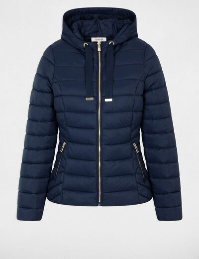 Doudoune &agrave; capuche bleu marine femme