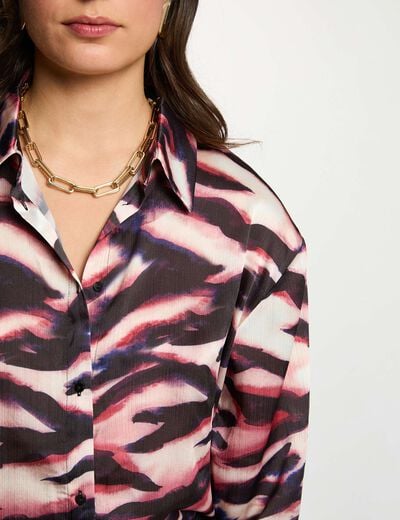 Chemise fluide col à revers multicolore femme