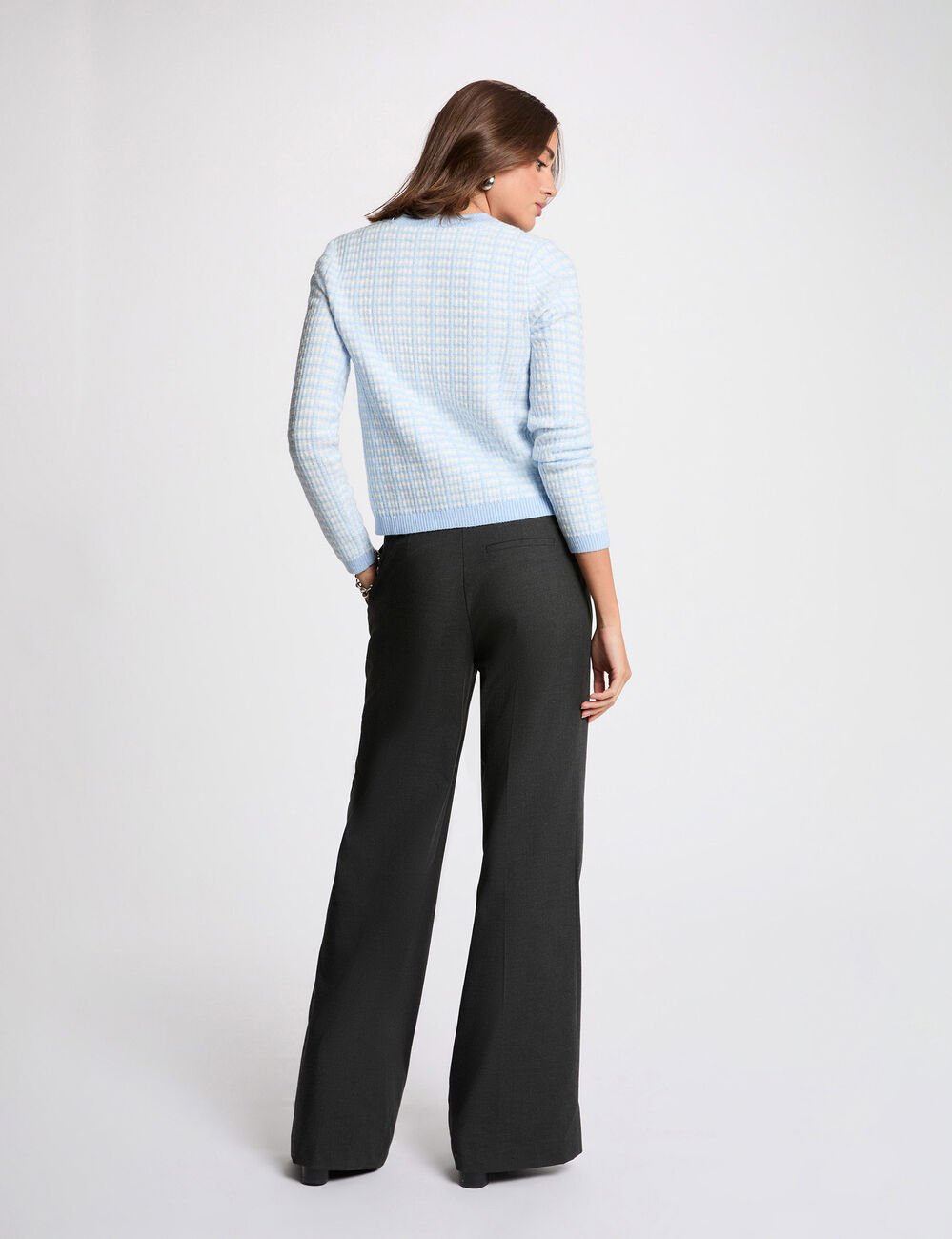 Getailleerd jacquardvest hemelsblauw vrouw