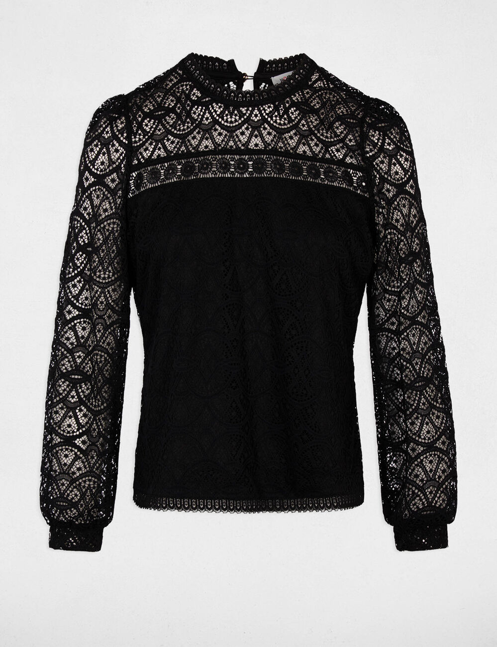 T-shirt kant lange mouwen zwart vrouw