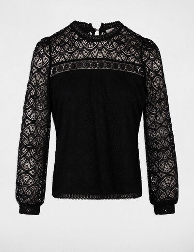 T-shirt kant lange mouwen zwart vrouw