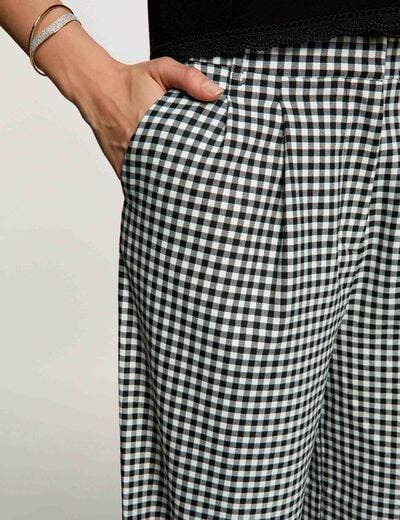 Pantalon large &agrave; plis noir femme