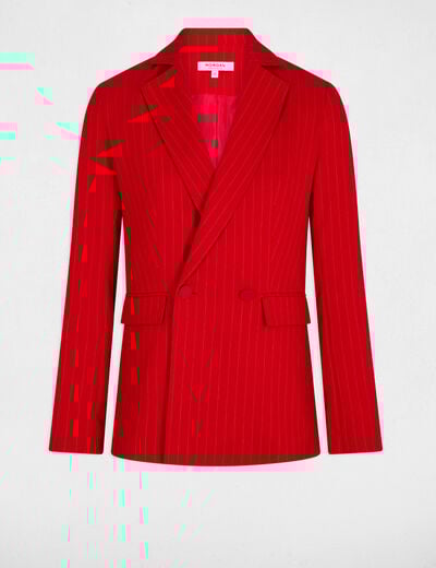 Getailleerde gestreepte blazer rood vrouw
