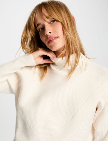 pull manches longues effet croise ivoire femme Pull manches longues effet croisé ivoire femme