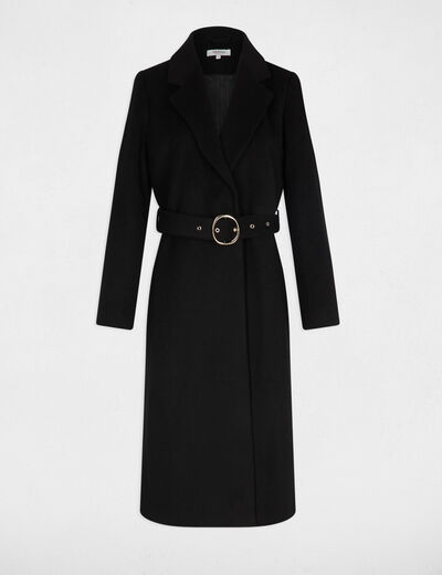 Manteau long ceinturé noir femme