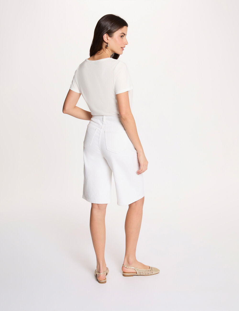 T-shirt col rond manches courtes blanc femme