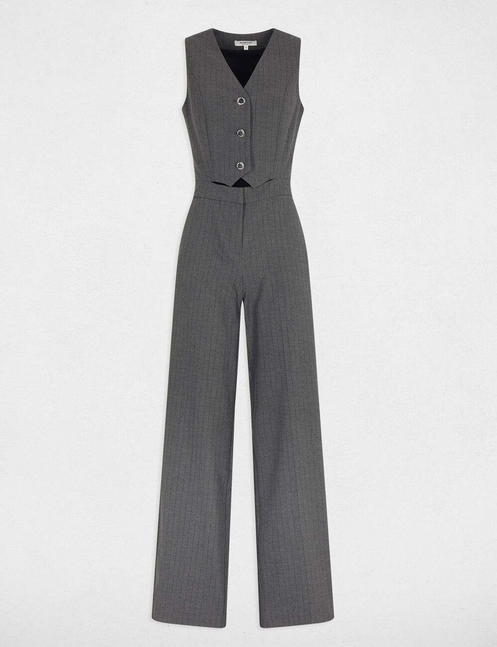 Combinaison fluide sans manches gris moyen femme