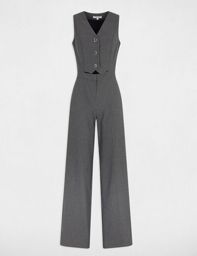 Mouwloze, soepele jumpsuit mediumgrijs vrouw